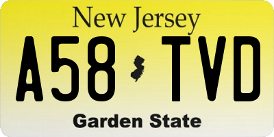 NJ license plate A58TVD