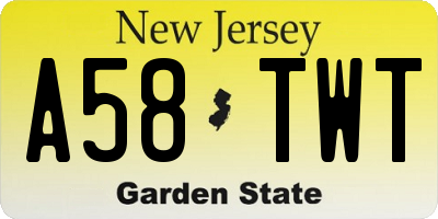 NJ license plate A58TWT