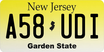 NJ license plate A58UDI
