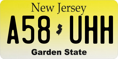 NJ license plate A58UHH