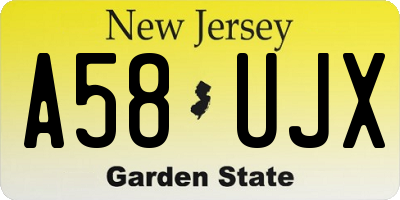 NJ license plate A58UJX