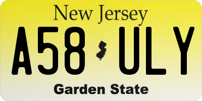 NJ license plate A58ULY