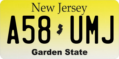 NJ license plate A58UMJ