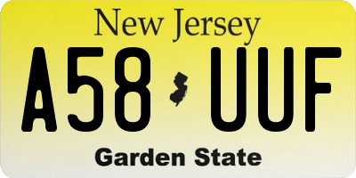 NJ license plate A58UUF