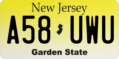 NJ license plate A58UWU