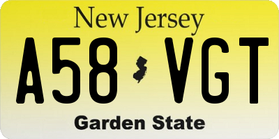 NJ license plate A58VGT
