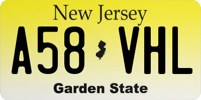 NJ license plate A58VHL