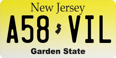 NJ license plate A58VIL
