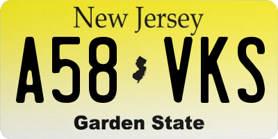 NJ license plate A58VKS