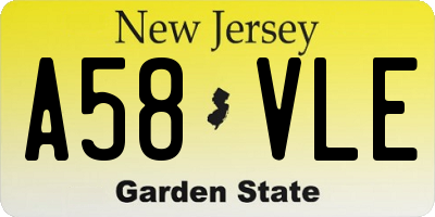 NJ license plate A58VLE