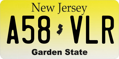 NJ license plate A58VLR
