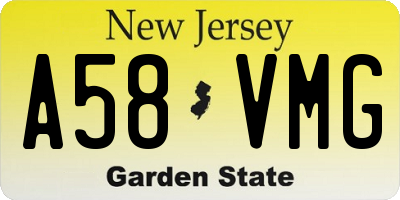 NJ license plate A58VMG