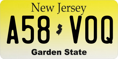 NJ license plate A58VOQ