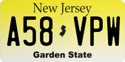 NJ license plate A58VPW