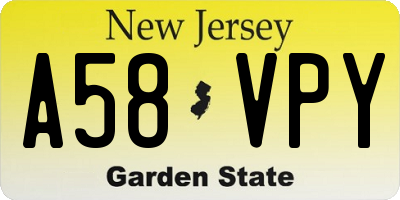 NJ license plate A58VPY