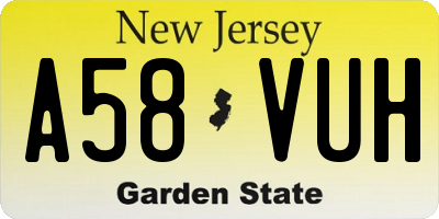 NJ license plate A58VUH