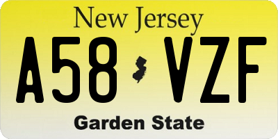 NJ license plate A58VZF