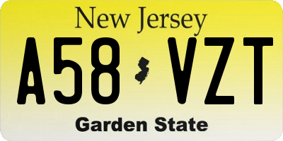 NJ license plate A58VZT