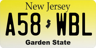 NJ license plate A58WBL