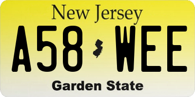 NJ license plate A58WEE