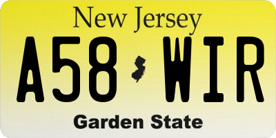 NJ license plate A58WIR