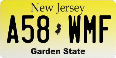 NJ license plate A58WMF