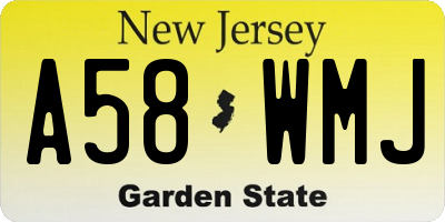 NJ license plate A58WMJ
