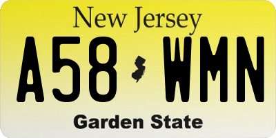 NJ license plate A58WMN