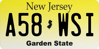 NJ license plate A58WSI