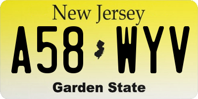 NJ license plate A58WYV