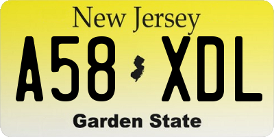 NJ license plate A58XDL
