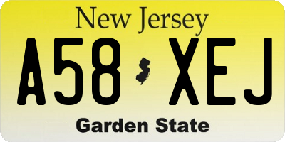 NJ license plate A58XEJ