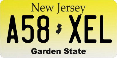 NJ license plate A58XEL