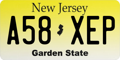 NJ license plate A58XEP