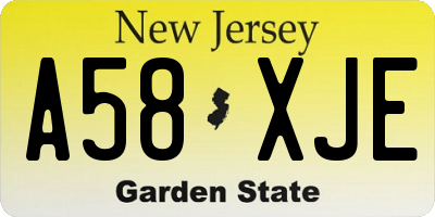 NJ license plate A58XJE