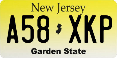 NJ license plate A58XKP