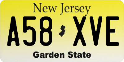 NJ license plate A58XVE