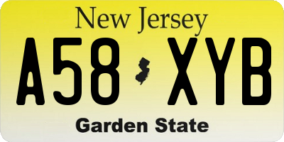 NJ license plate A58XYB