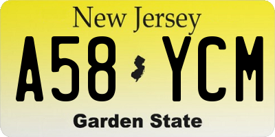 NJ license plate A58YCM