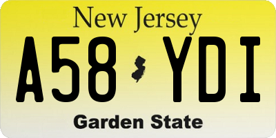 NJ license plate A58YDI