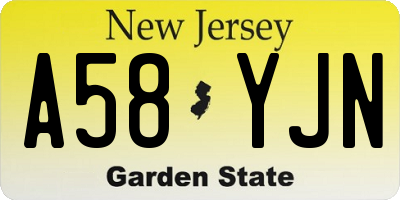 NJ license plate A58YJN