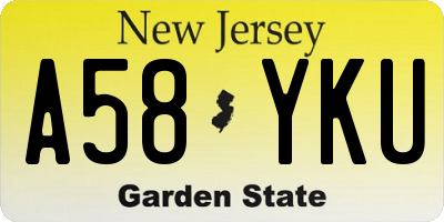 NJ license plate A58YKU