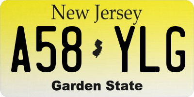 NJ license plate A58YLG