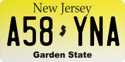 NJ license plate A58YNA
