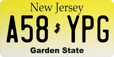 NJ license plate A58YPG