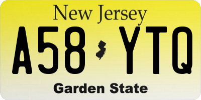NJ license plate A58YTQ