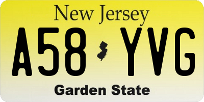 NJ license plate A58YVG