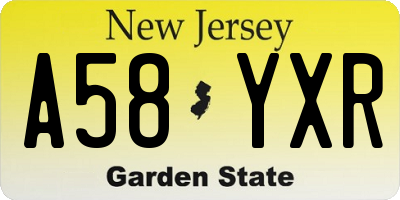 NJ license plate A58YXR