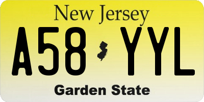 NJ license plate A58YYL