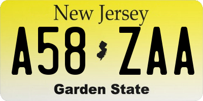 NJ license plate A58ZAA